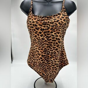 Leopard Print One Piece Swimsuit Sz 10